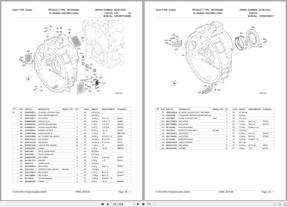 MTU Engine DG16V4000A2N SN 95030500305 Parts Catalog (2)