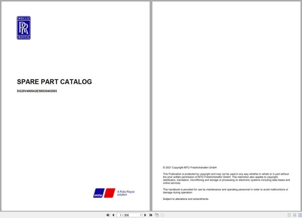 Mtu Engine Dg20V4000A2E Sn 95030402093 Parts Catalog (1)