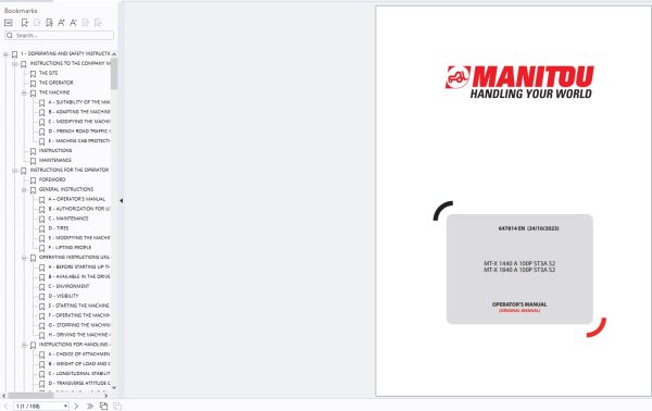 Manitou Telehandler MT MT-X Series Service Operator Part Manual Update 2024 Manitou Telehandler Mt Mt X Series Service Operator Part Manual Update 2024 (4)