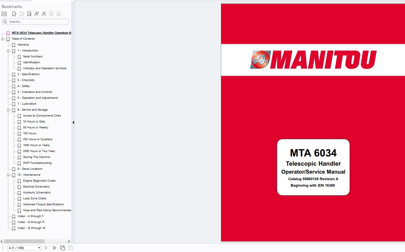 Manitou Telehandler MTA Series Service Operator Part Manual Update 2024 (4)