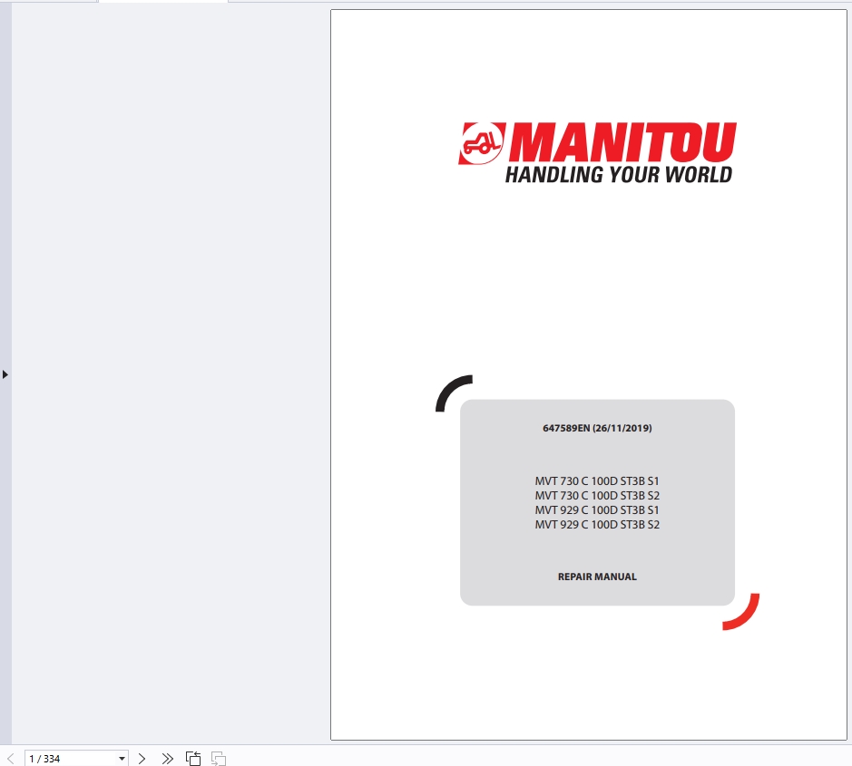 Manitou Telehandler MVT Series Service Operator Part Manual Update 2024 (6)