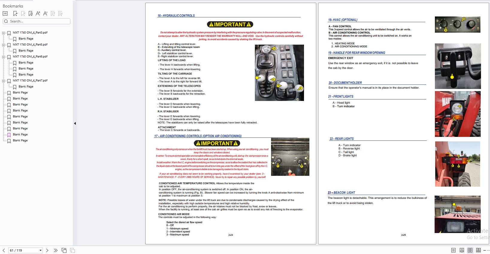 Manitou Telescopic Handlers MXT Series Service Operator Part Manual Update 2024 (6)