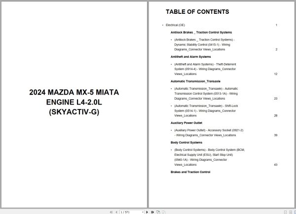 Mazda MX 5 Miata 2024 L4 2.0L SKYACTIV G Wiring Diagram (1)