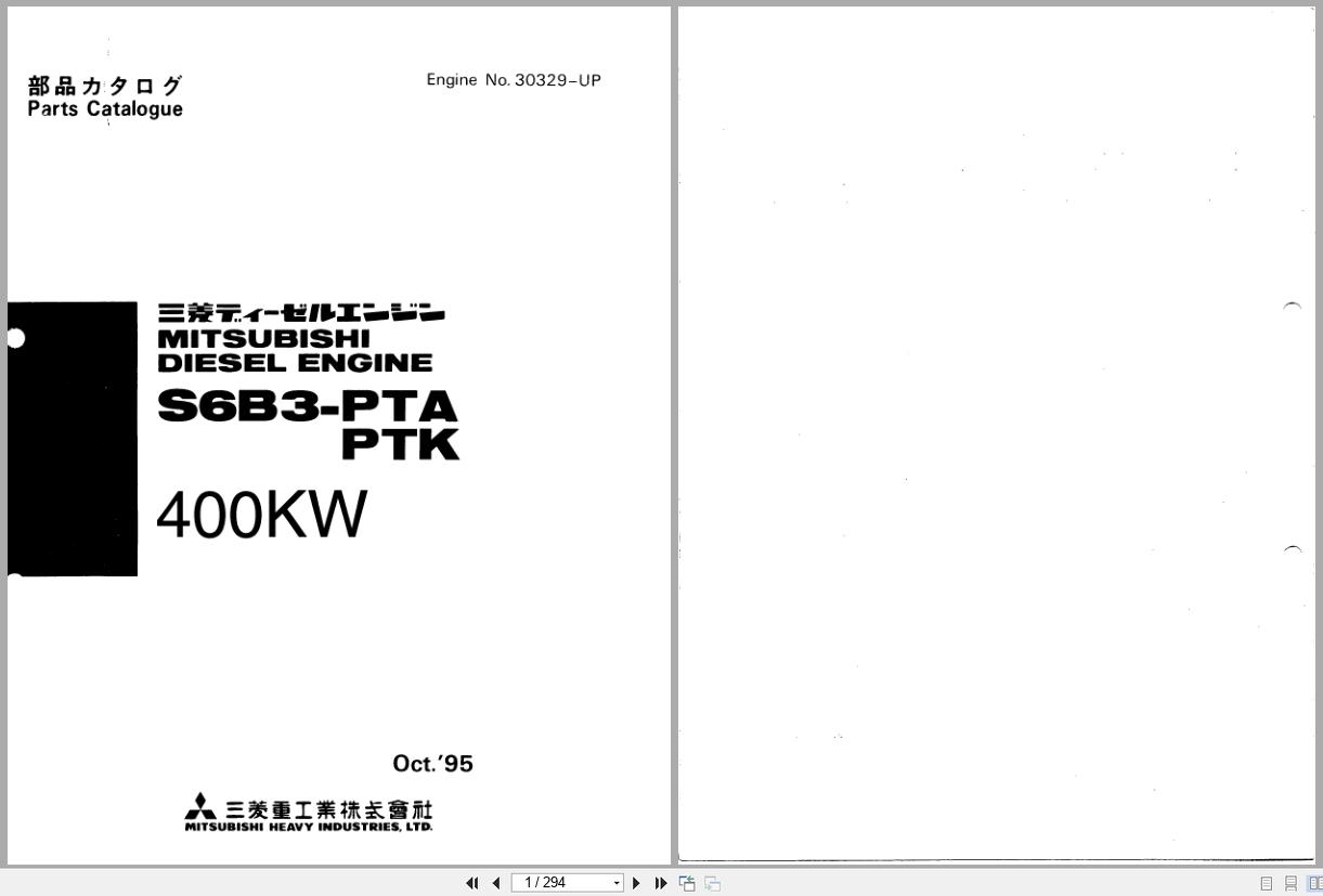 Mitsubishi Engine S6B3 PTA S6B3 PTK 30329 Up Parts Catalog EN ZH 1