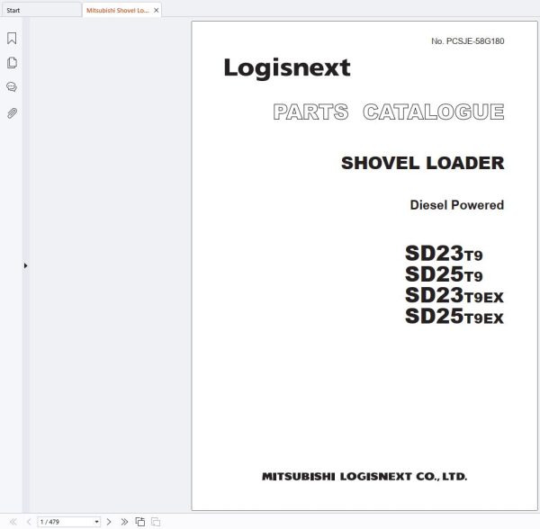 Mitsubishi Shovel Loader SD23T9EX SD25T9EX Engine V3800Dl T E2B SHTC 1 Parts Catalog (1)