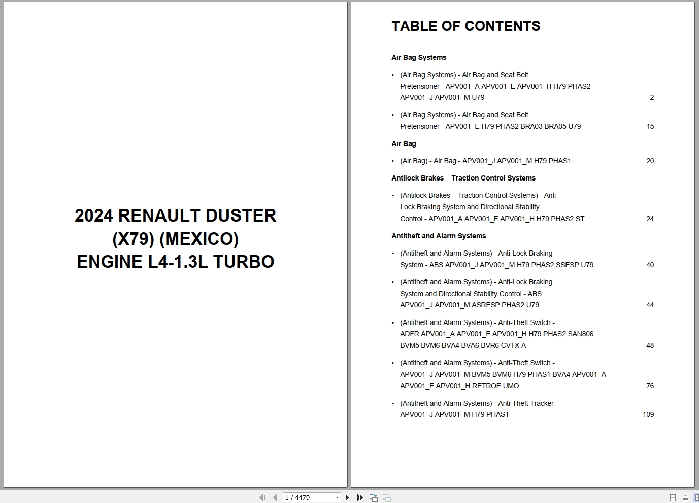 Renault Duster X79 MEXICO 2024 Engine L4 1.3L Turbo Wiring Diagram (1)