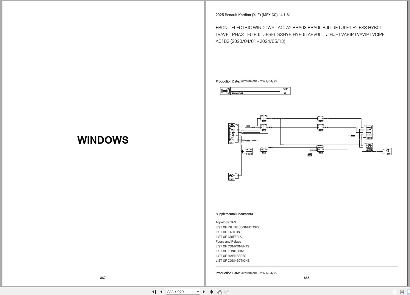 Renault Kardian XJF MEXICO 2025 Engine L4 1.6L Wiring Diagram (2)