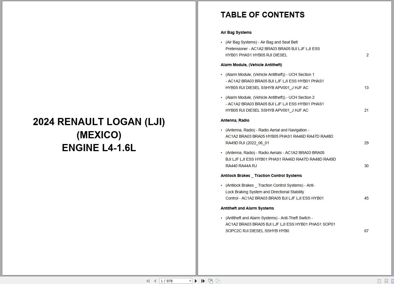 Renault Logan LJI MEXICO 2024 Engine L4 1.6L Wiring Diagram (1)