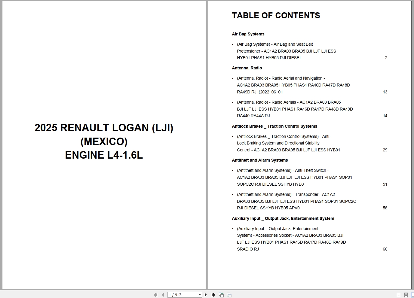 Renault Logan (LJI) (MEXICO) 2025 Engine L4 1.6L Wiring Diagram (1)