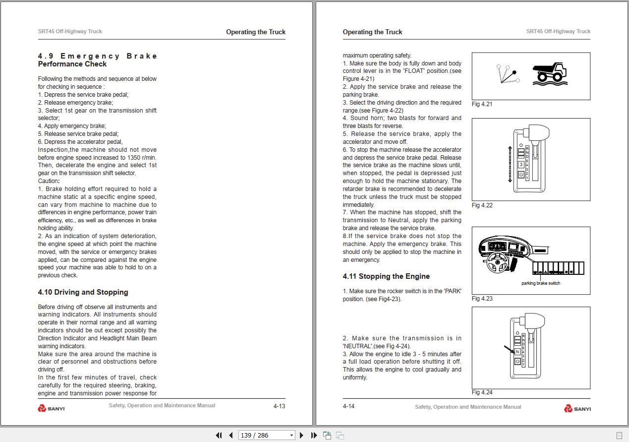 Sanyi Off Highway Truck SRT45 Operation and Maintenance Manual 2