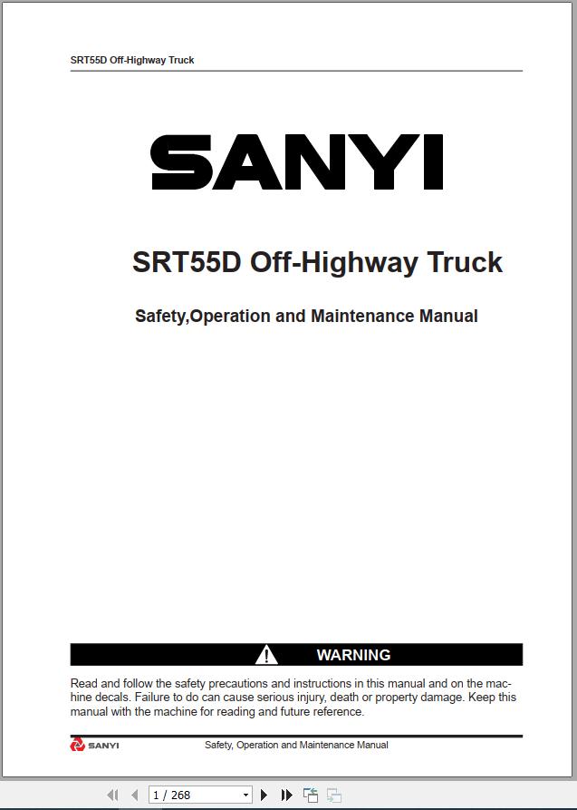 Sanyi Off Highway Truck SRT55D Operation and Maintenance Manual 1