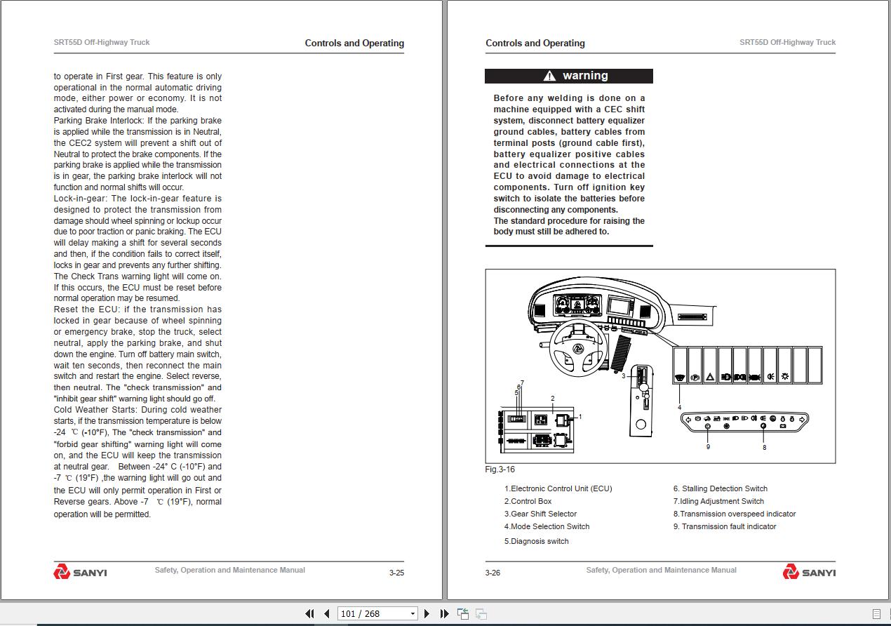 Sanyi Off Highway Truck SRT55D Operation and Maintenance Manual 2