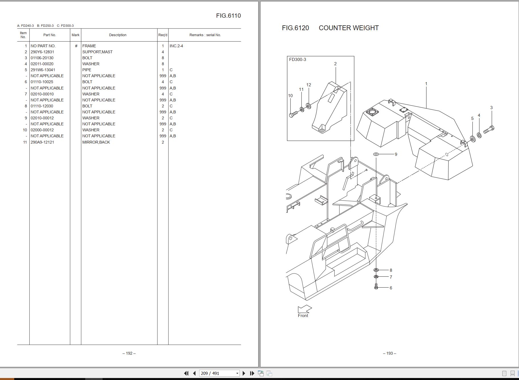 TCM Logisnext Forklift Truck FD240 3 to FD300 3 Parts Catalog PCFJE 8B01880 2
