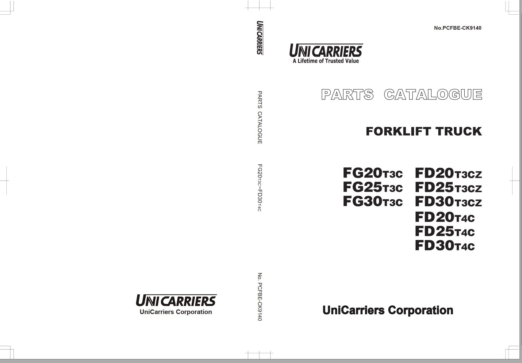 TCM UniCarriers Forklift Truck FG20T3C to FD30T4C Parts Catalog PCFBE CK9140 2014 1