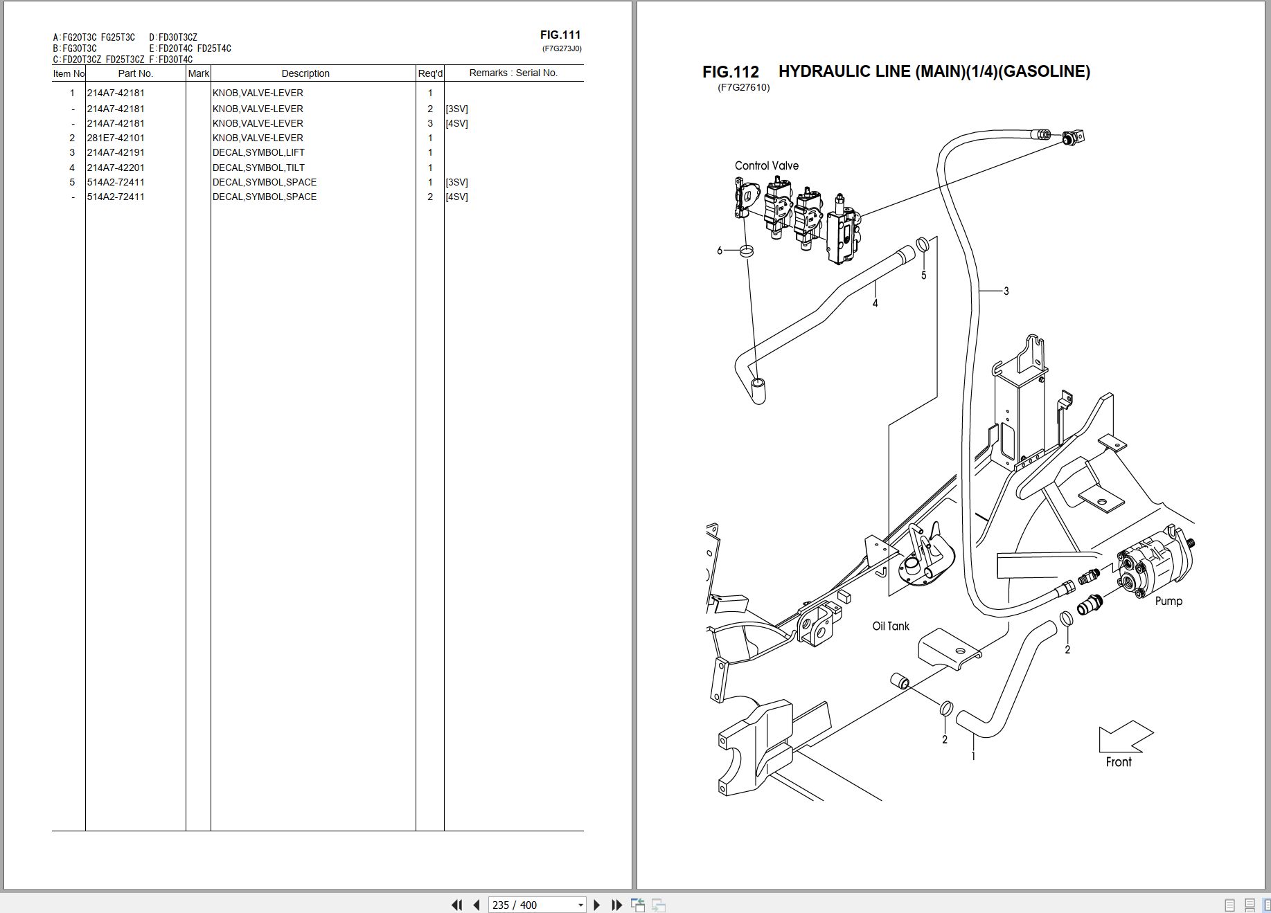 TCM UniCarriers Forklift Truck FG20T3C to FD30T4C Parts Catalog PCFBE CK9140 2014 2