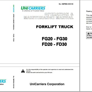 TCM Unicarriers Forklift Truck FG20 to FD30 Operation Maintenance Manual OMFBE CK9140 2014 1
