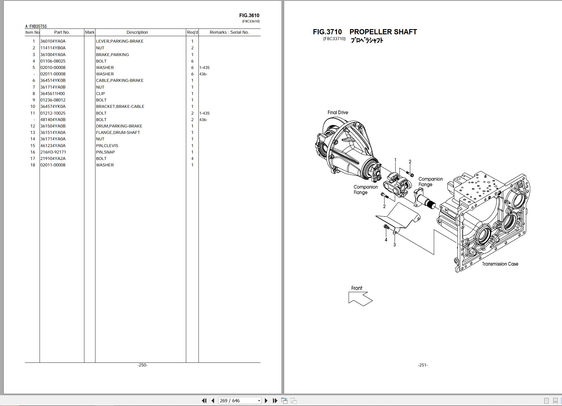 TCM Unicarriers Forklift Truck FHD35T5S Parts Catalog PCFJE 2YD170 2016 2