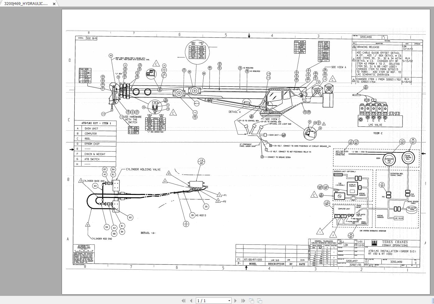 Terex Crane RT1000 Electrical Hydraulic Schematic 1
