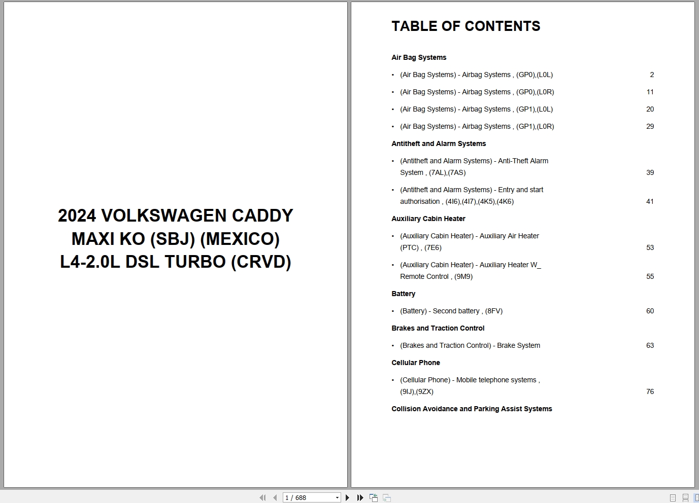 Volkswagen Caddy Maxi KO SBJ MEXICO 2024 Engine L4 2.0L DSL Turbo CRVD Wiring Diagram (1)