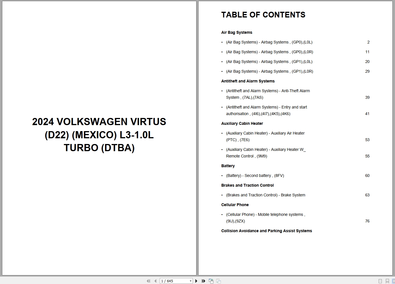 Volkswagen Virtus D22 MEXICO 2024 Engine L3 1.0L Turbo (DTBA) Wiring Diagram (1)