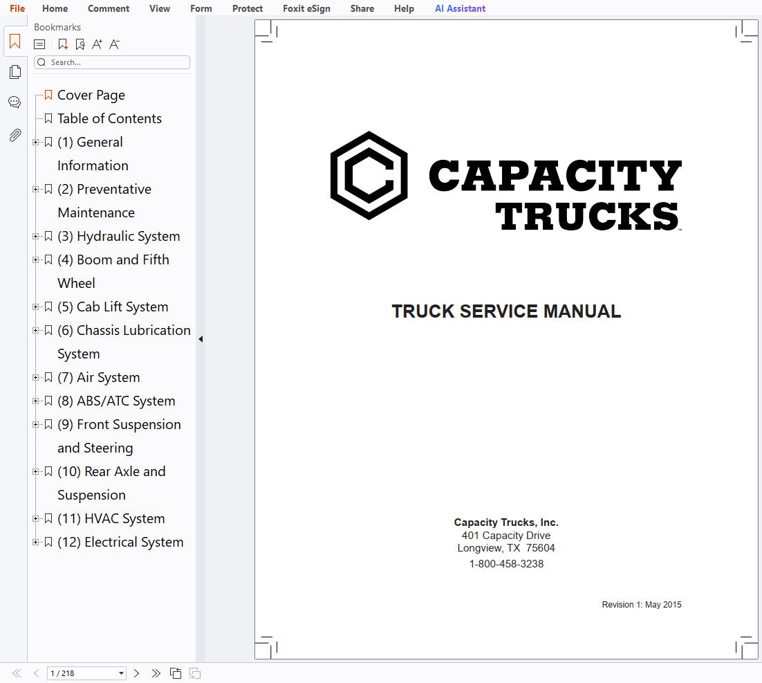 Capacity Trucks TJ Sabre Series Service Manual 2015 1