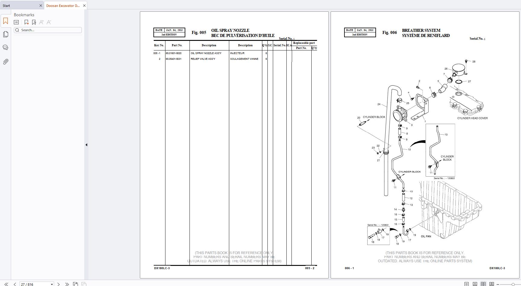 Doosan Excavator DX180LC 3 Parts Manual 950106 00416AEF (2)