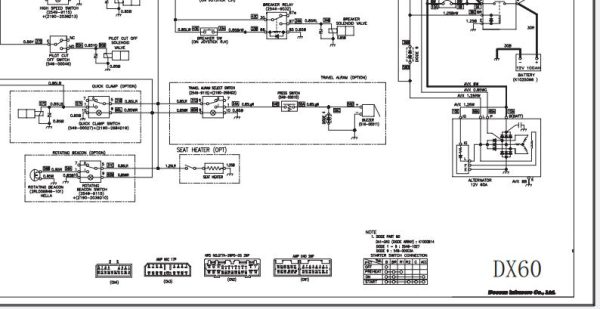 Doosan Wheel Excavator DX60W Electrical Hydraulic Schematics 1
