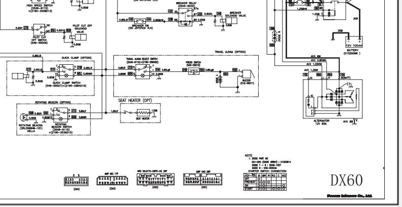 Doosan Wheel Excavator DX60W Electrical Hydraulic Schematics 1