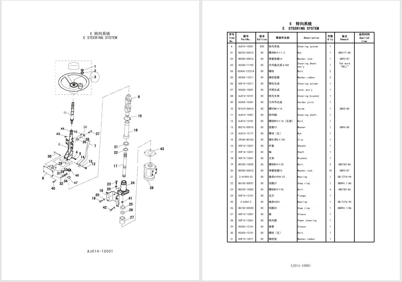 Heli Forklift K2 H H3 Series 4 5 TON Service Parts Operators Manual EN ZH (5)