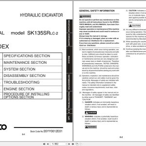 Kobelco Excavator SK135SRLC 2 Shop Manual S5YY0012E01 1
