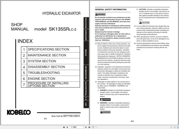 Kobelco Excavator SK135SRLC 2 Shop Manual S5YY0012E01 1