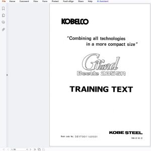 Kobelco Excavator SK70SR SK115SR SK135SR SK235SR Training Text S6YF00114ZE01 1