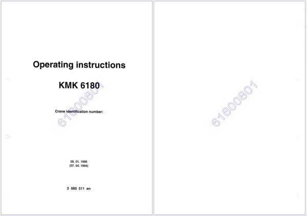 Krupp Crane KMK6180 61600801 Operating Instructions 2085511EN 1