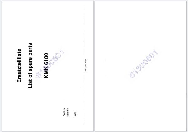 Krupp Crane KMK6180 Schematics Parts Operators Maintenance Manual Load Charts 1