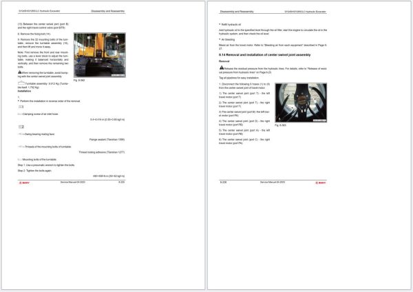 Sany Excavator SY245H SY265CLC Service Manual 2023 2