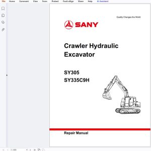 Sany Excavator SY305 SY335C9H Schematics Repair Manual 1