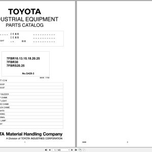 Toyota Forklift 7FBR Series 7FBR10 25 7FBR30 7FBRS20 7FBRS25 Parts Catalog G428 3 1