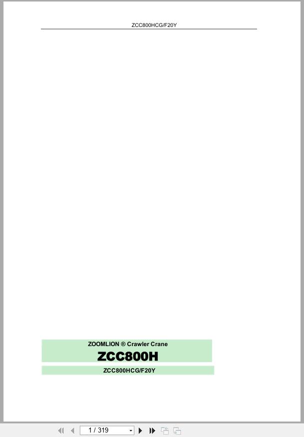 Zoomlion Crane ZCC800H Operation Manual 1