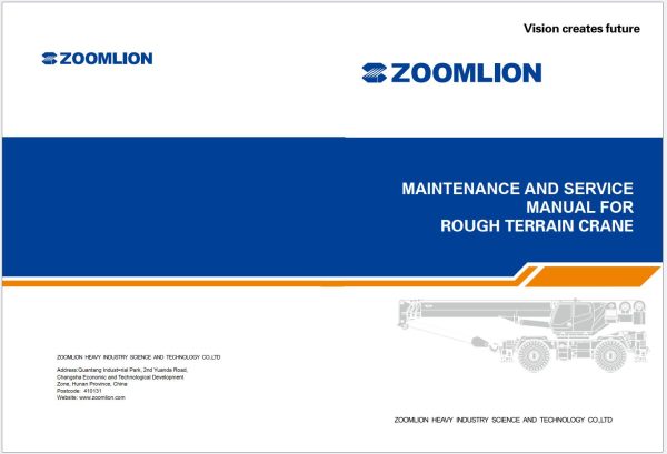 Zoomlion Rough Terrain Crane RT160 Maintenance Service Manual 2013 1