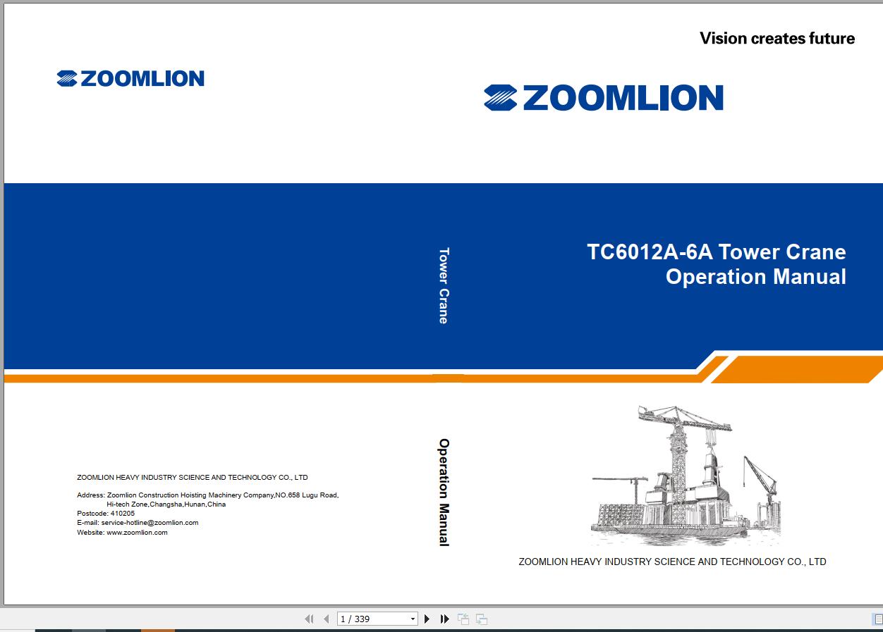 Zoomlion Tower Crane TC6012A 6A Operation Manual 1