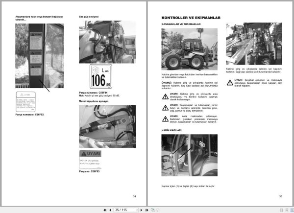 Cukurova Backhoe Loader 883 885 888 Operation And Maintenance Manual C60A21R02 Tr