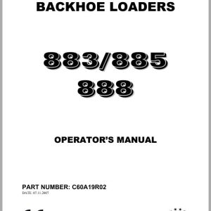 Cukurova Backhoe Loader 883 885 888 Operators Manual C60A19R02 - Image 1