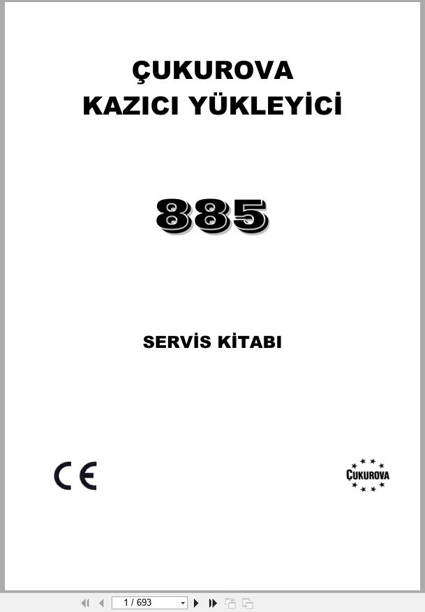 Cukurova Backhoe Loader 885 Service Manual C60A39R01 TR