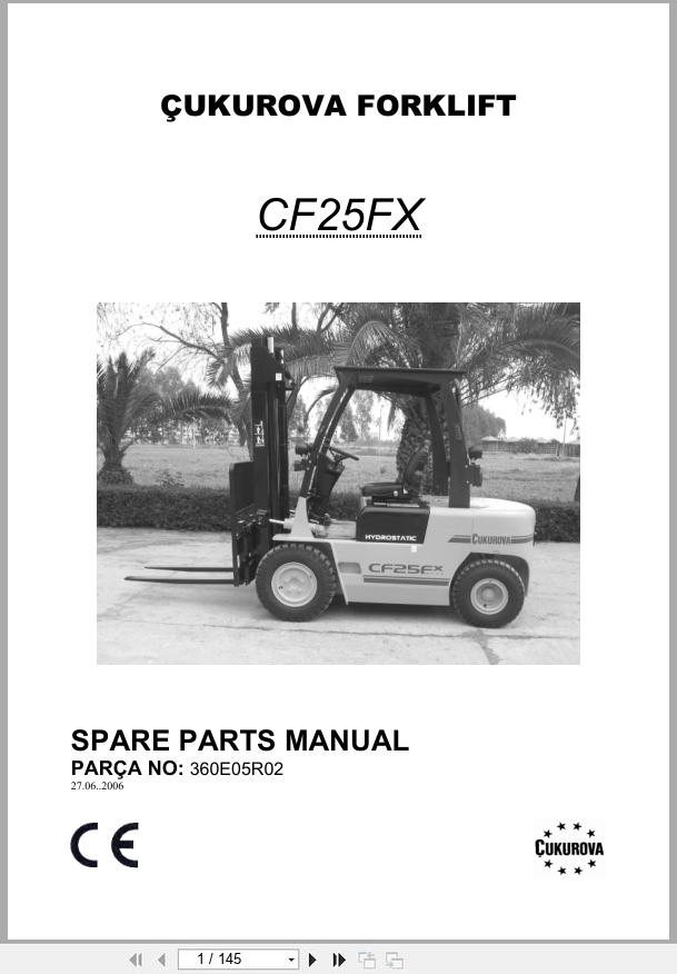 Cukurova Forklift CF25FX Parts Catalog 360E05R02 EN TR