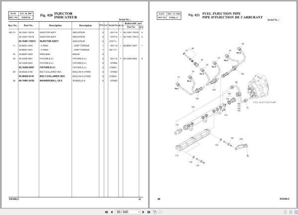 Doosan Excavator DX340LC Parts List K1009681FEF Doosan Excavator Dx340Lc Parts List K1009681Fef