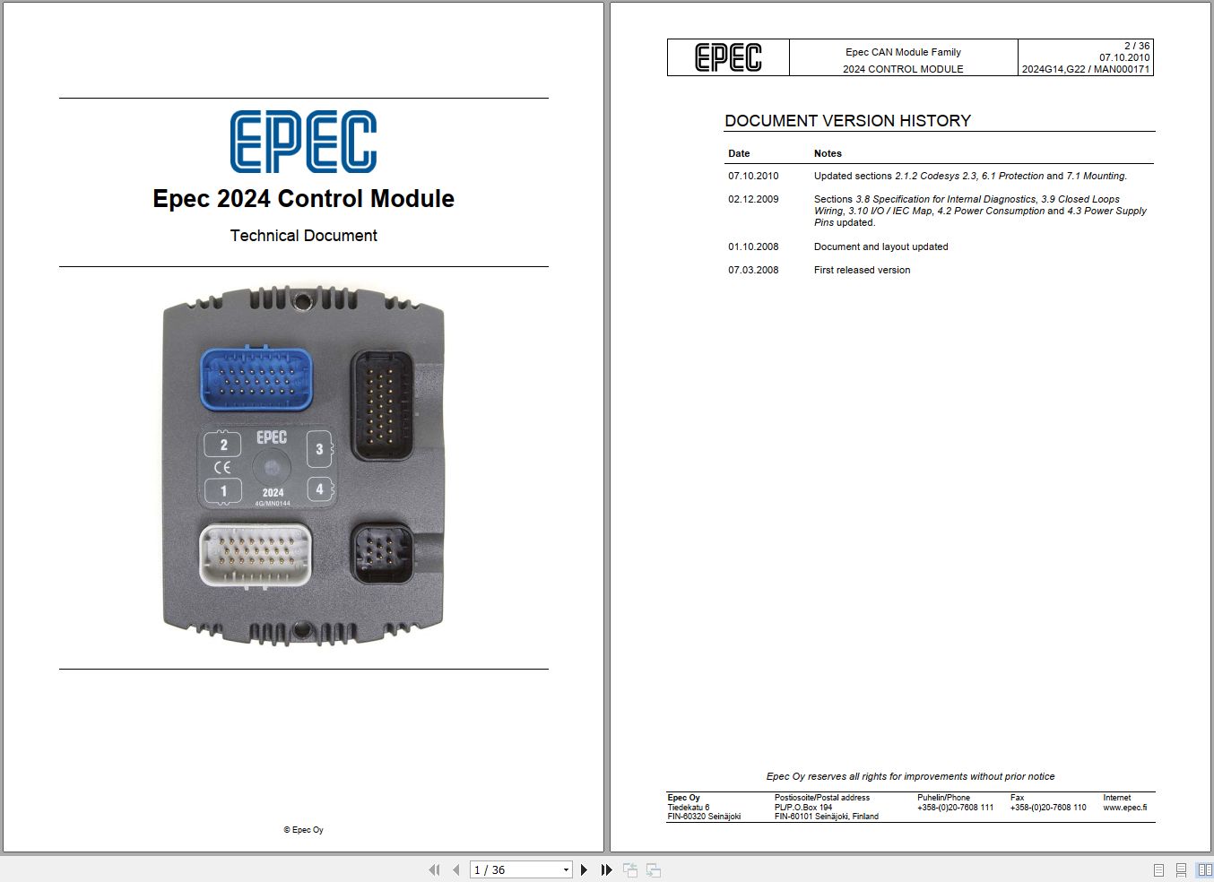Epec Control Module 2024 Technical Document