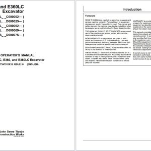 John Deere Excavator E330LC E360 E360LC Operators Manual OMT347511X19 John Deere Excavator E330Lc E360 E360Lc Operators Manual Omt347511X19 - Image 1
