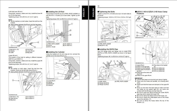 Kubota Mower Gzd15-3Ld Gzd15-3Hd Gzd21-2Hd Assembly Manual K2013-7152-2