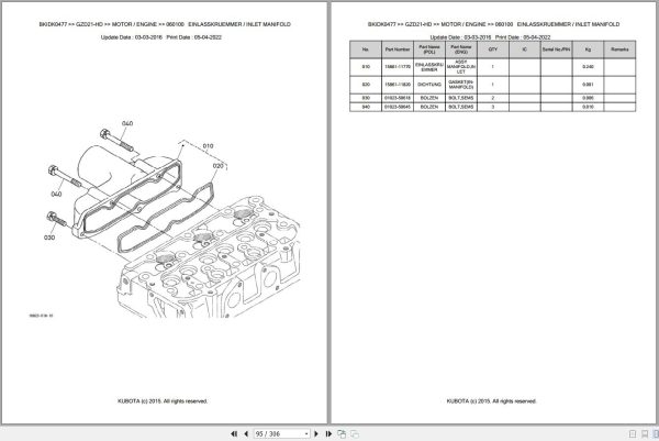 Kubota Mower GZD21-HD Parts Manual EN DE Kubota Mower Gzd21-Hd Parts Manual En De