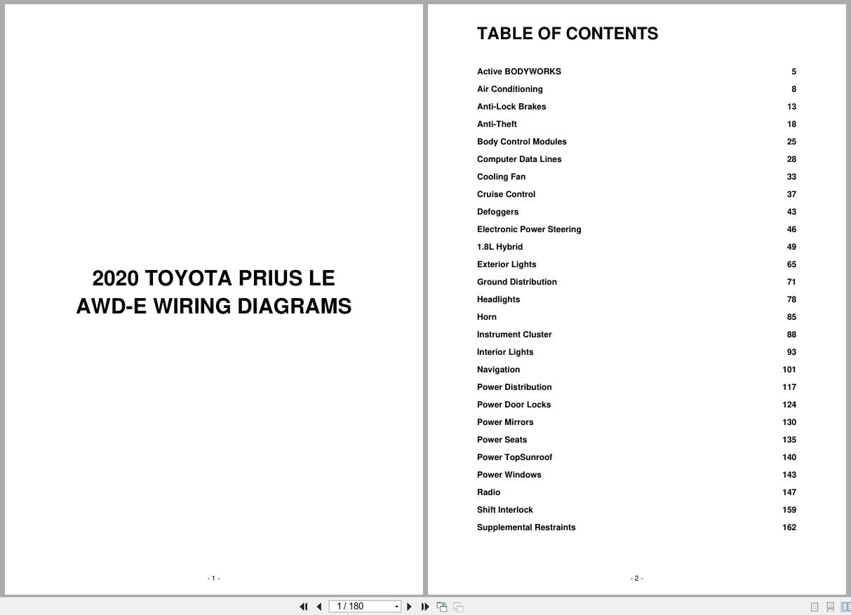 Toyota Automotive 2020 Prius LE AWD e Wiring Diagram 1